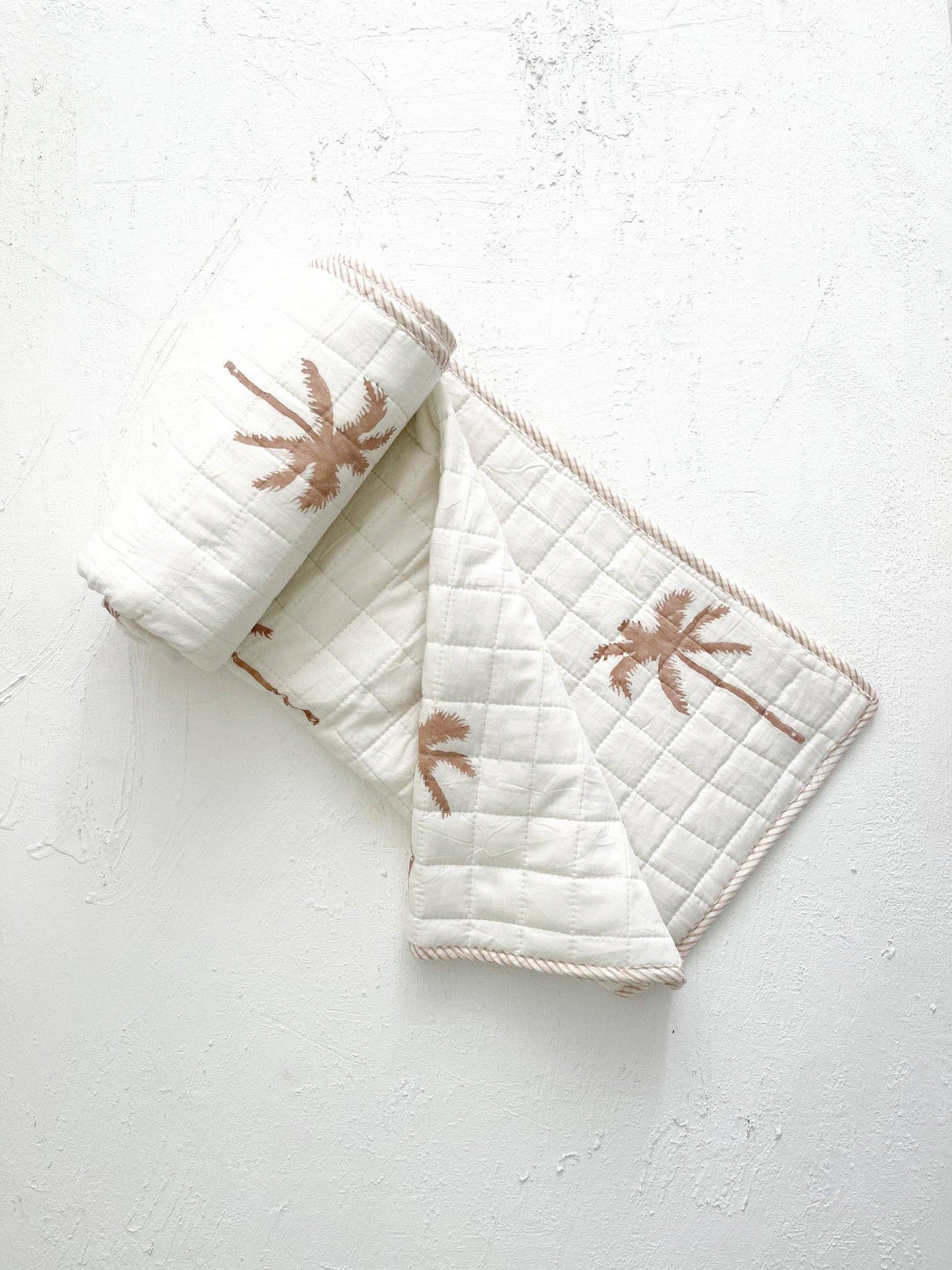 Kantha Cot Quilt ~ Nude Palm