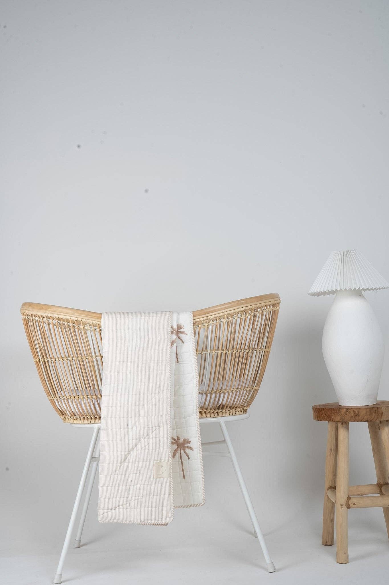 Kantha Cot Quilt ~ Nude Palm