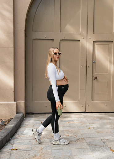 Maternity Contour Stripe Leggings – Black & White