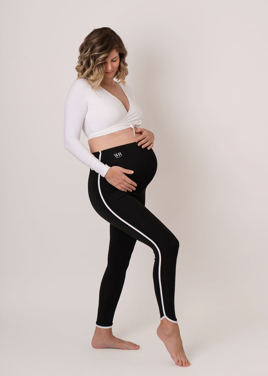 Maternity Contour Stripe Leggings – Black & White