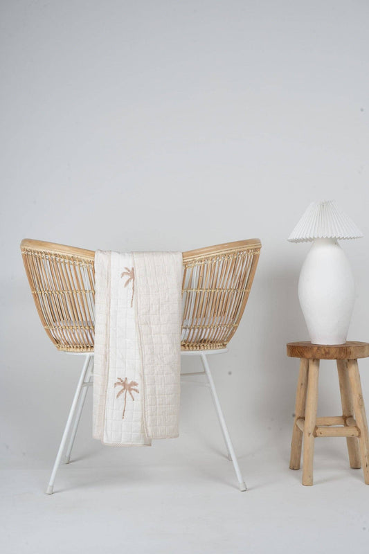 Kantha Cot Quilt ~ Nude Palm